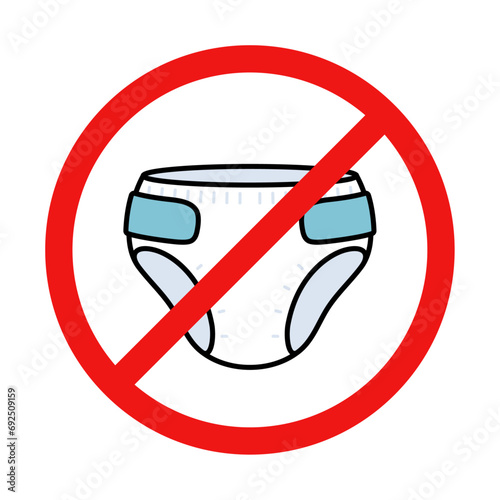 No Diaper Sign on White Background