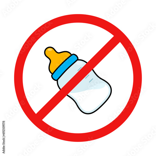 No Milk Bottle Sign on White Background