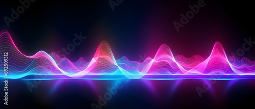 futuristic sound wave background, neon color lights