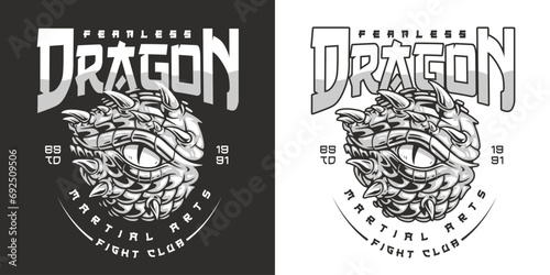 Dragon fight club sticker monochrome