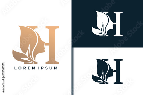 h letter logo design with beauty face concept idea