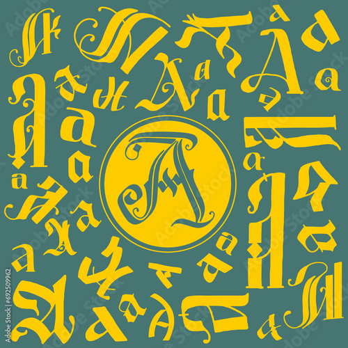 The letter a in different styles for the logo.