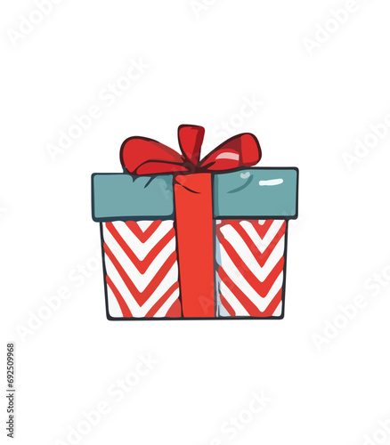 Gift vector illustration. Christmas New Year decoration box. Drawn in cartoon watercolor style isolated on a white background.