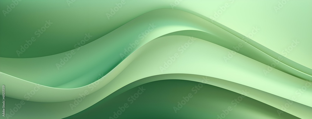 Fototapeta premium light green wave pattern, in the style of biomorphic forms, poster, realistic chiaroscuro lighting, abstraction-création, shaped canvas, mysterious backdrops, soft-edged