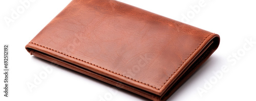 Leather wallet or purse on white background.