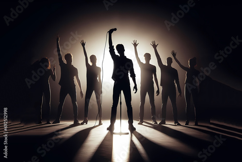 Silhouettes of pop singers and singer groups