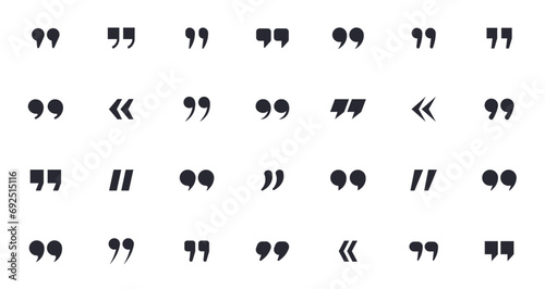 Quote marks vector abstract icon set. Quotation marks vector collection. Speech mark symbol. Vector illustration. photo