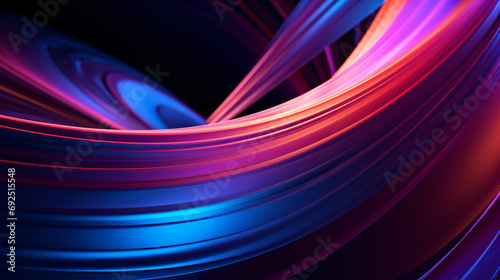 3d render abstract neon background with geometric