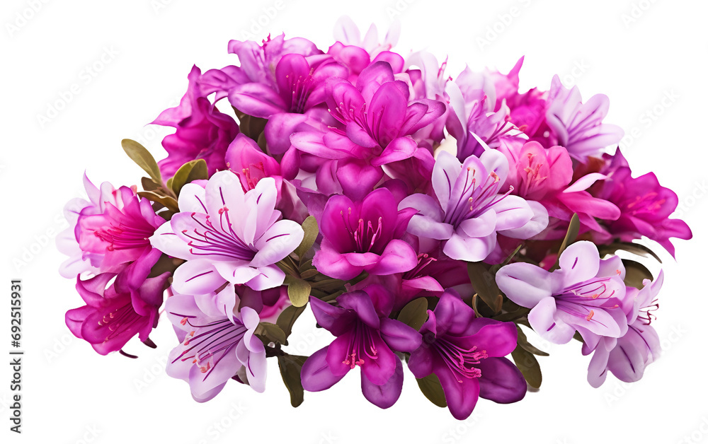 Azalea Blossoms in Pink and Purple Hues On Transparent Background