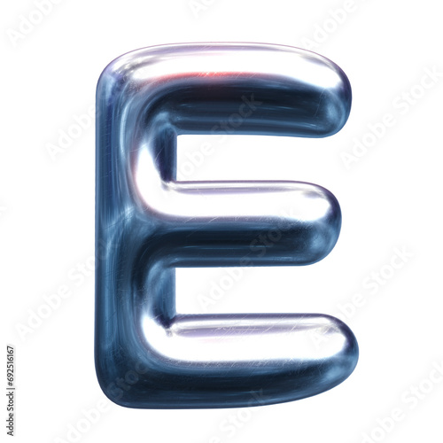 silver metal font letter e