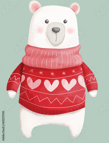 Niedlicher Eisbär mit Weihnachtspullover