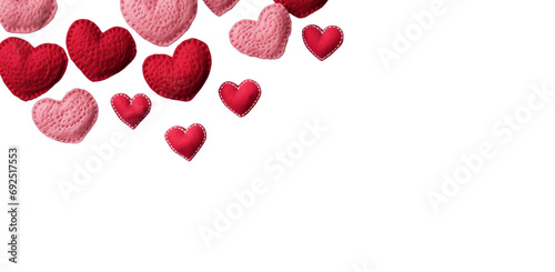 Red and pink hearts on transparent background.