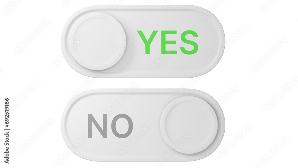 Yes or No switch toggle simple 3d render modern illustration isolated on white backgound
Yes or No switch toggle simple 3d render modern illustration isolated on white backgound