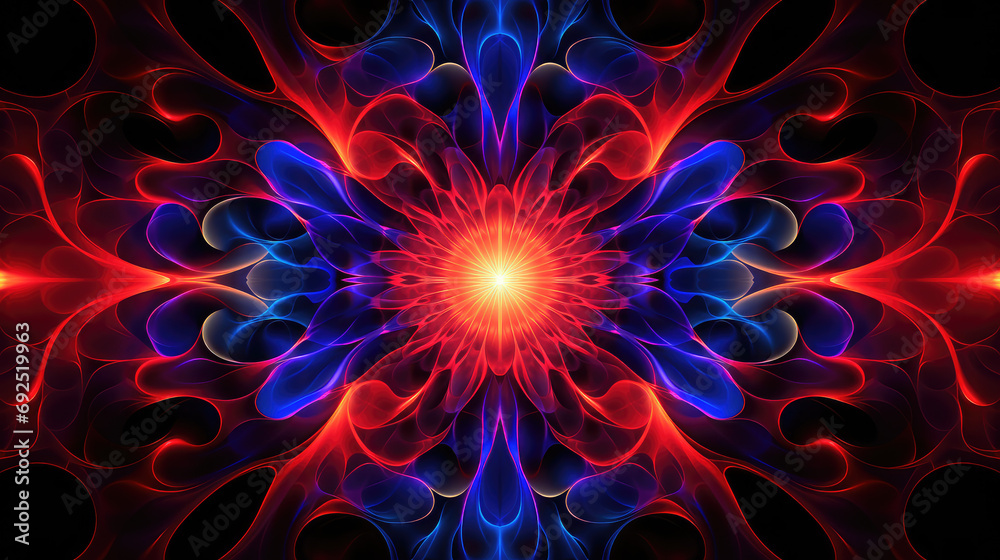 symmetrical blue and red fractal background