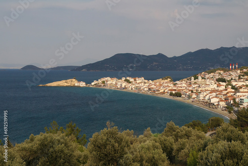 Traditional Greek fishing village of Kokarri landscape on the island of Samos
