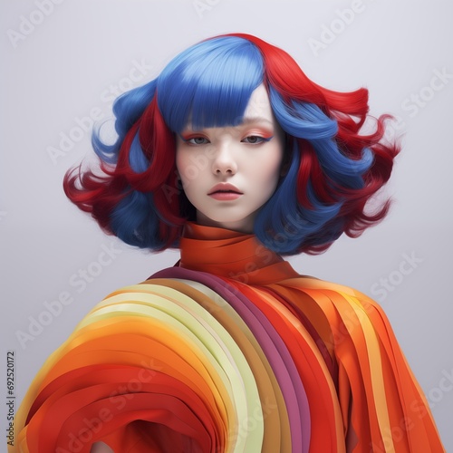 Illustration of a fashion portrait, AI-generated