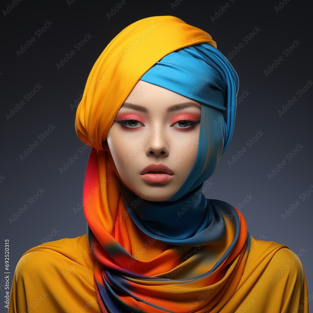 Illustration of a fashion portrait, AI-generated