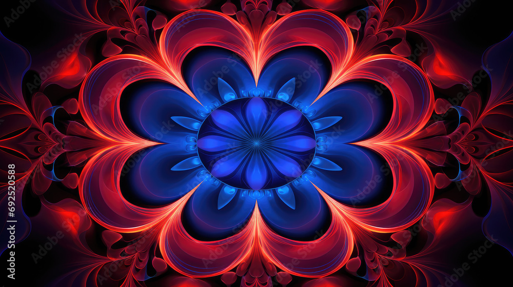 symmetrical blue and red fractal background symmetrical blue and red fractal background