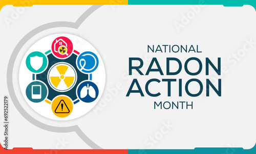 National Radon action month is observed every year in January, to urge everyone to protect their health by testing the indoor air in homes and schools for radon. Vector illustration
