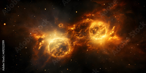 A picture of a fiery ball with the word sun on it A picture of a nebula with stars and nebulas Nebula Whispers A Cosmic Dance of Stars and Nebulas.AI Generative