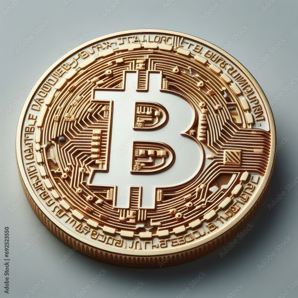 gold coin with  bitcoin sign