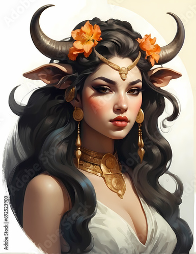 Taurus woman. Zodiac signs concept