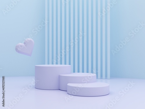 MInimal podium for San Valentine s day. 3d render. Abstract geometric background for cosmetic product. Pastel colors. 