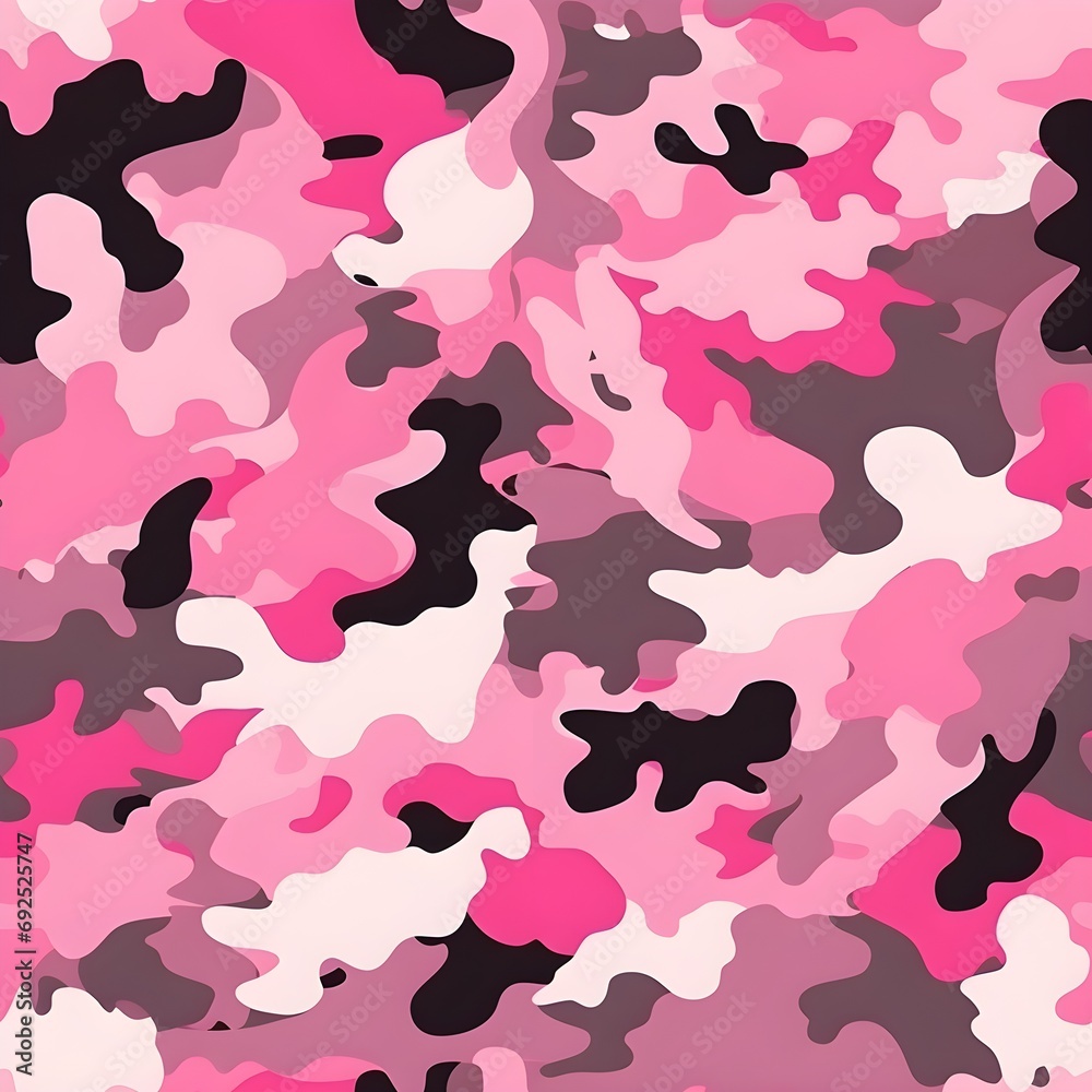Seamless pattern of texture military pink camouflage army. Generative AI
