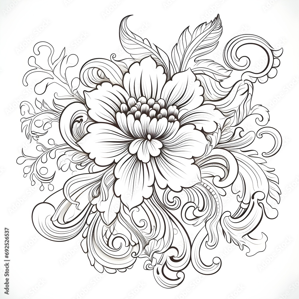 Vintage floral ornament in the style of Baroque. Vector illustration.