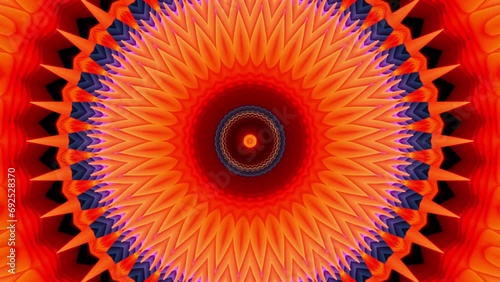 4K Colorful kaleidoscope background. Abstract multicolored motion graphics background for yoga specialist, astrology, art therapist, night club, music video.