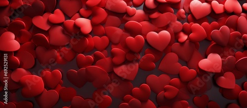 Valentines day background banner: abstract panorama background with red hearts; concept love