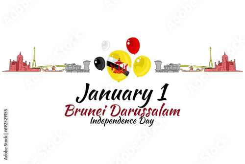 January 1, Independence day of Brunei Darussalam vector illustration. Suitable for greeting card, poster and banner. photo