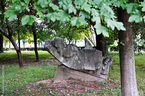 The atmosphere of the city of Targu Jiu in Romania. Park. photo