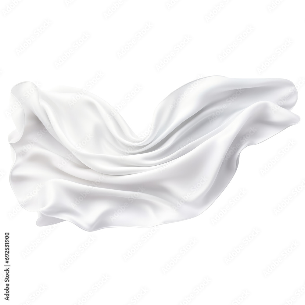 White Silk scarf flying in the wind isolate transparent white background