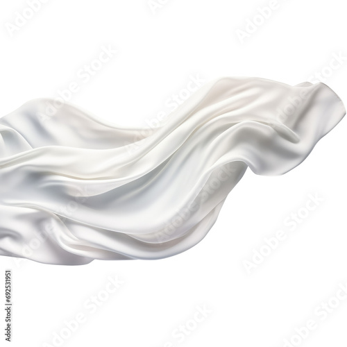 White Silk scarf flying in the wind isolate transparent white background