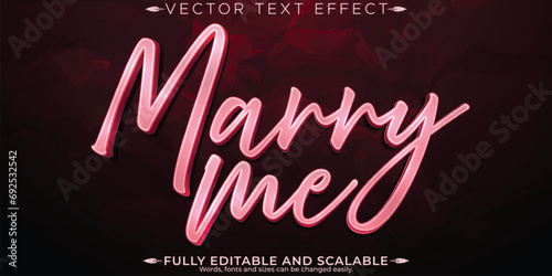 Marry Me text effect, editable proposal and love customizable font style