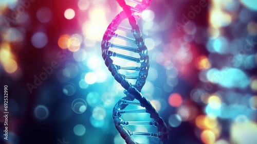 Close-up illustration of DNA helix structure. Science and technology concept