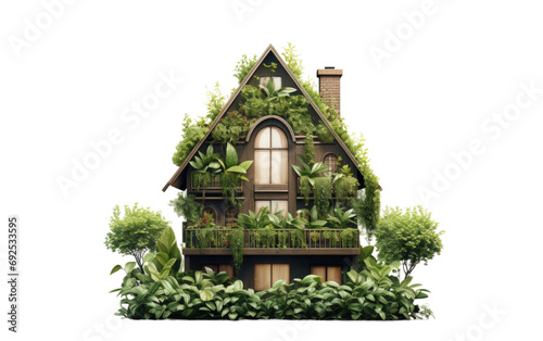 Growth Dwells House Embraces Nature on a White or Clear Surface PNG Transparent Background © Usama