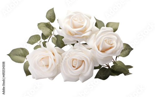 Blooming Elegance White Roses Grace on a White or Clear Surface PNG Transparent Background