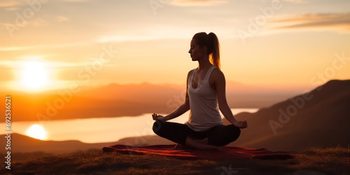 Experience relaxation and yoga during a serene sunset gazing out towards the ocean