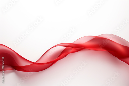 Wave of red ribbon on white background © Golden House Images