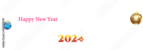 Happy new year 2024 square template with 3D hanging number. Greeting concept for 2023 new year celebration
