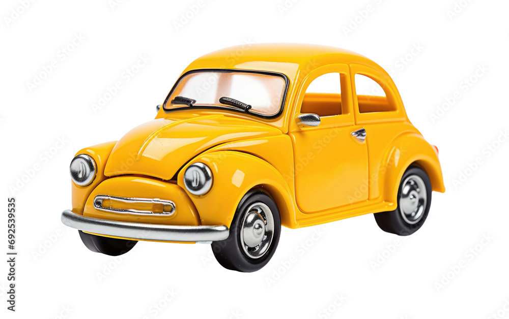 Playful Wheels Bright Yellow Car on a White or Clear Surface PNG Transparent Background