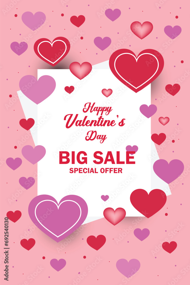 Valentines Day Sale, Discount Card. Vector Illustration