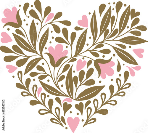 Floral Heart. Valentine’s Day. Vector.