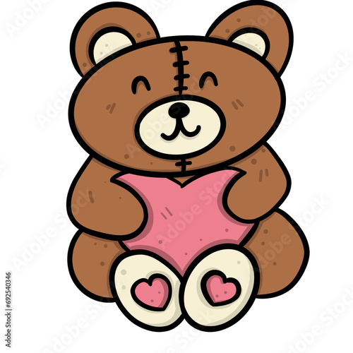 Brown teddy bear with red heart. Valentine s Day. teddy bear with heart