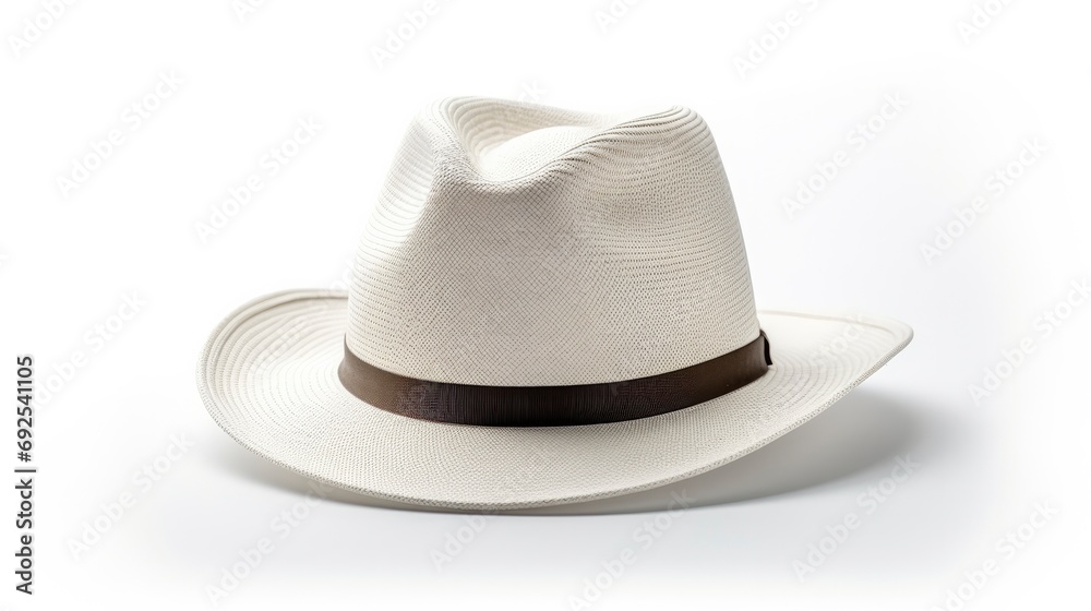 Retro fedora hat on white background - obrazy, fototapety, plakaty 