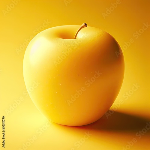 yellow apple with leaf