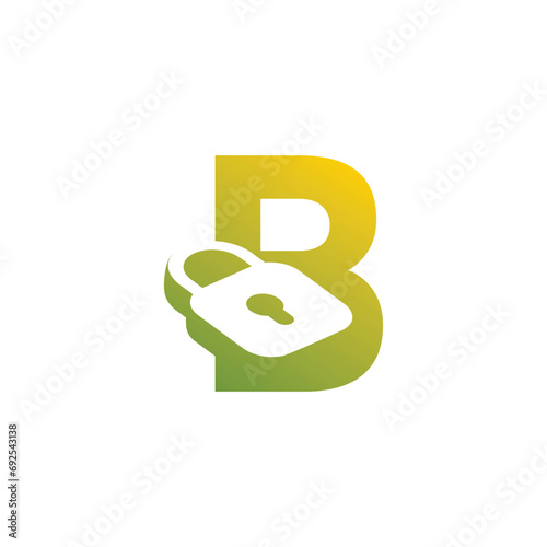 modern initial letter B padlock logo