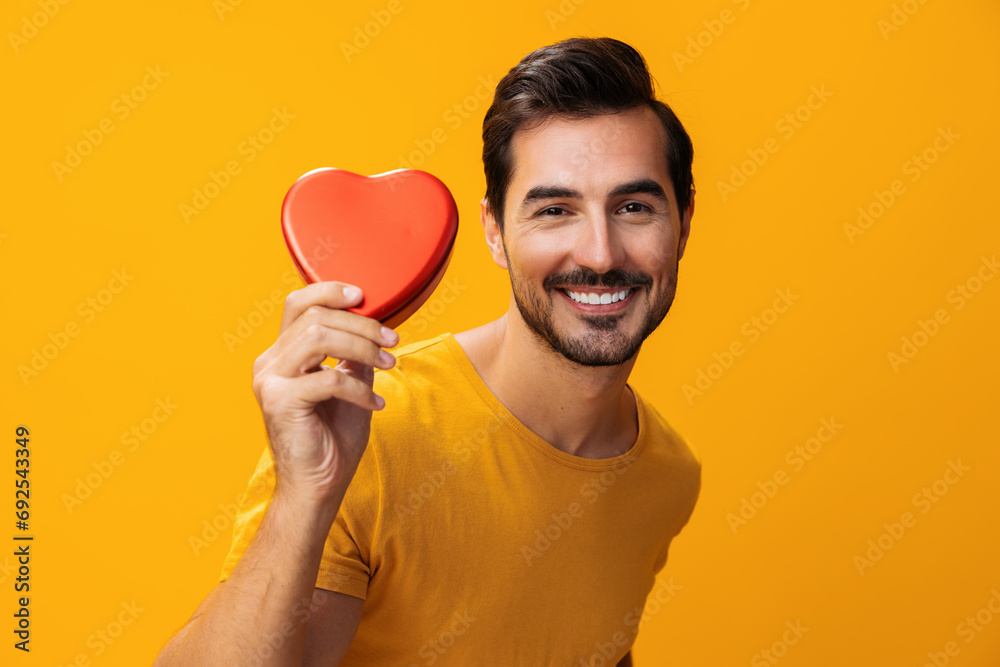 Man shape romance love portrait happy heart gift studio romantic valentine concept Man shape romance love portrait happy heart gift studio romantic valentine concept